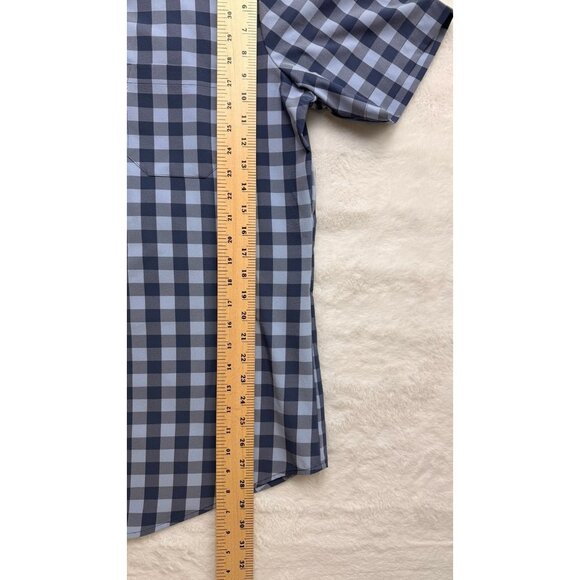 Mizzen+Main Men’s Lightweight Leeward Plaid Short Sleeve Shirt L Trim Fit Blue - Picture 2 of 5